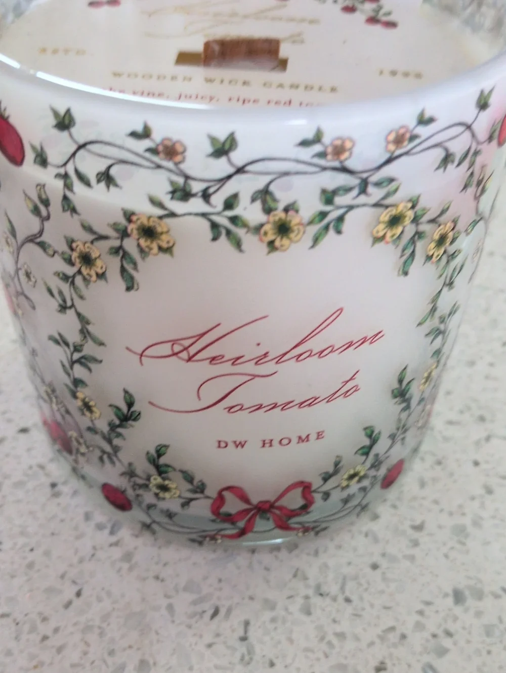 DW Home Heirloom Tomato Decorative Jar Candle - White and Red Accents